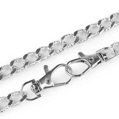 Retiazka na kabelky s reliéfom, s karabínou, dĺžka 120 cm – nikl