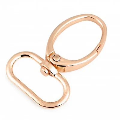 Karabínka kovová – otočná 25mm – RUŽOVO ZLATÁ