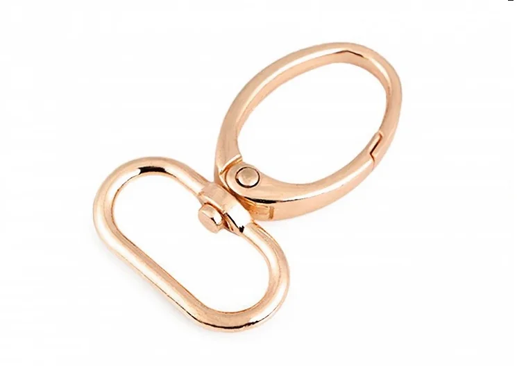 Karabínka kovová – otočná 25mm – RUŽOVO ZLATÁ