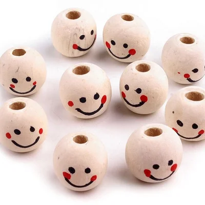 Drevené korálky s tváričkou nelakované Ø18 mm