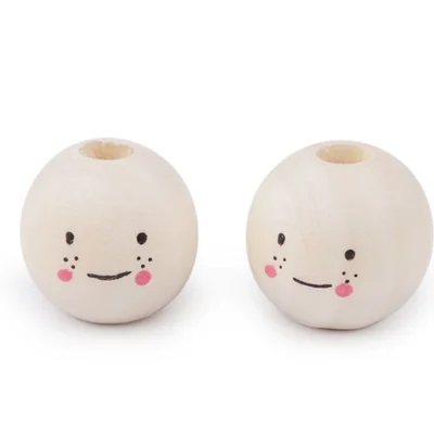 Drevené korálky s tváričkou nelakované Ø16 mm