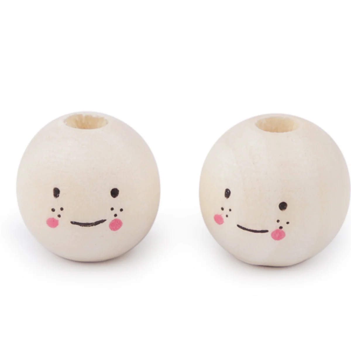 Drevené korálky s tváričkou nelakované Ø16 mm