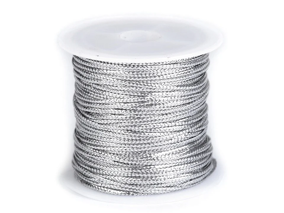 Šnúrka plochá šírka 1,1 mm vianočná strieborná